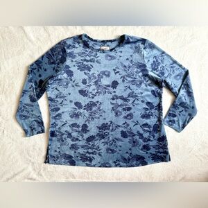 Denim & Co XL Comfort Zone Regular Floral Printed Velour Tunic with Pockets Top